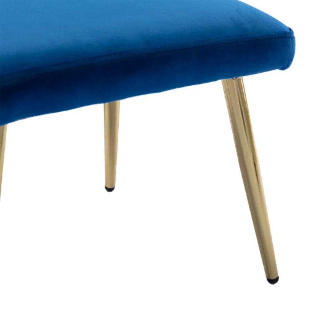 Navy Velvet Accent Chair with Ottoman Q400