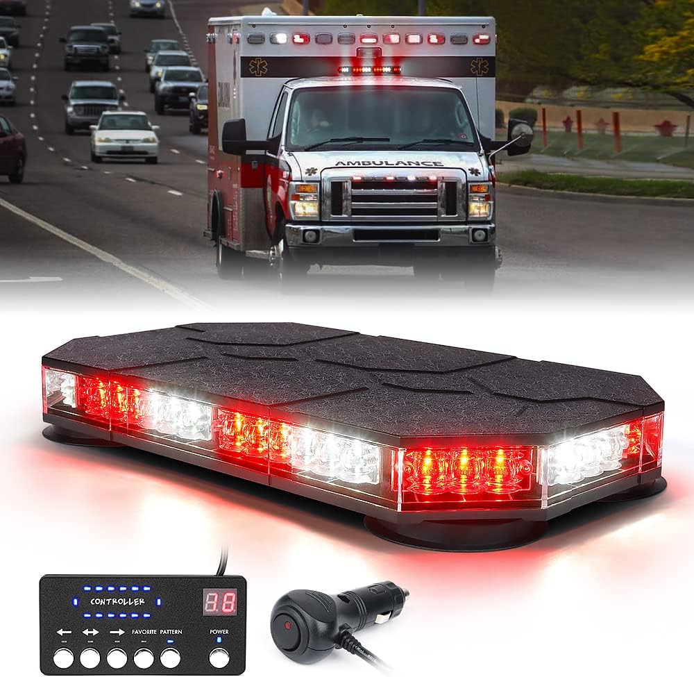Blue LED Rooftop Strobe Beacon Lights Bar, Magnetic Mount, Pack of 2 Z80110