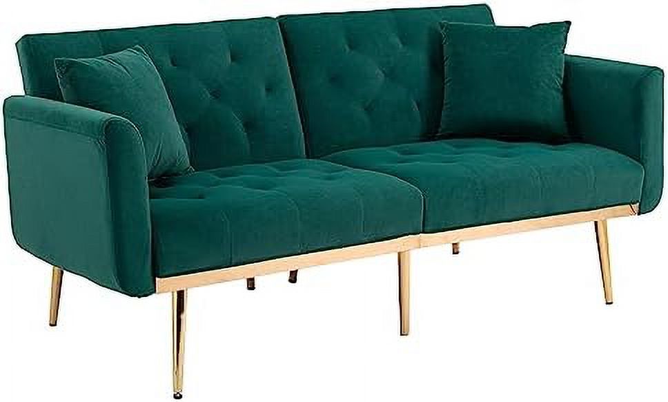 Beige Velvet Loveseat Sofa with 7 Gold Metal Legs E92742