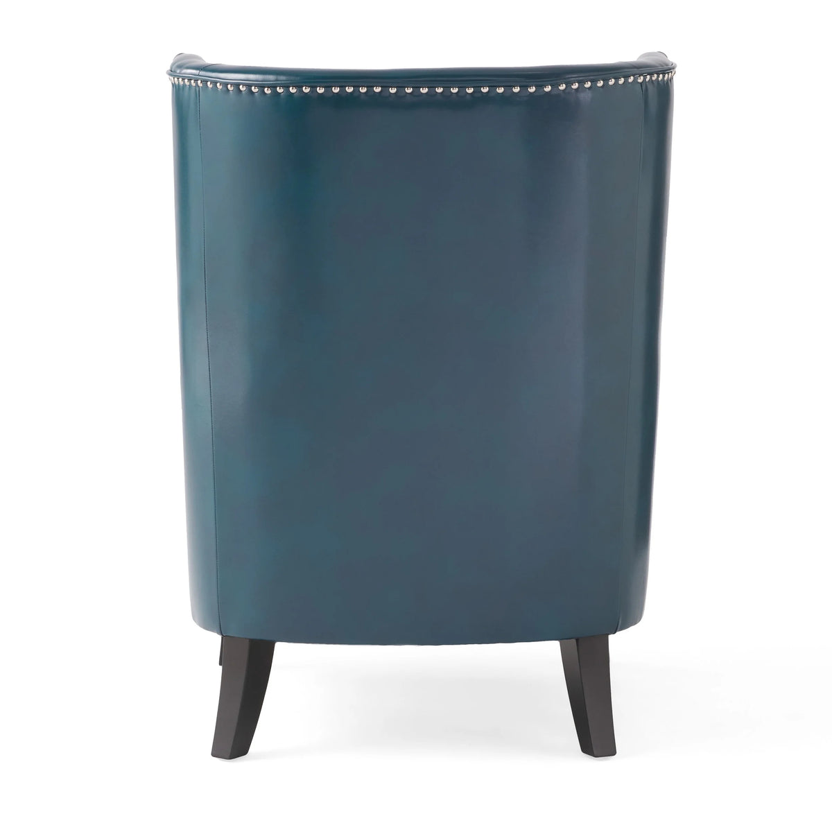 Teal and Matte Black Bonded Leather Wingback Club Chair E4571
