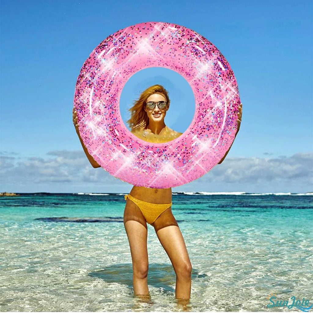 Pink Glitter Inflatable Pool Float M15712
