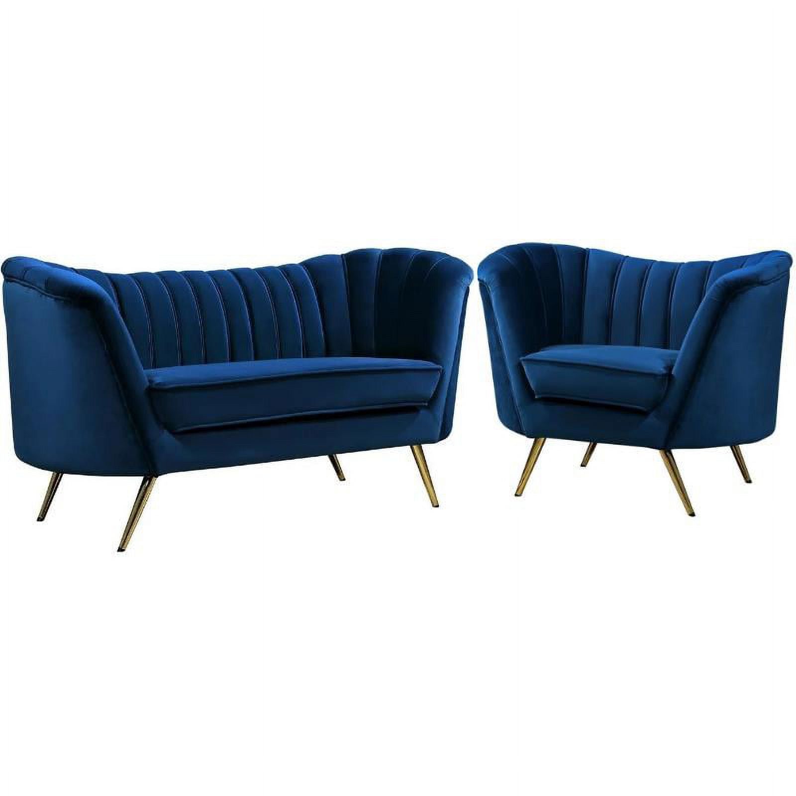 2 Piece Velvet Living Room Furniture Set with Loveseat and Accent Chair S38313