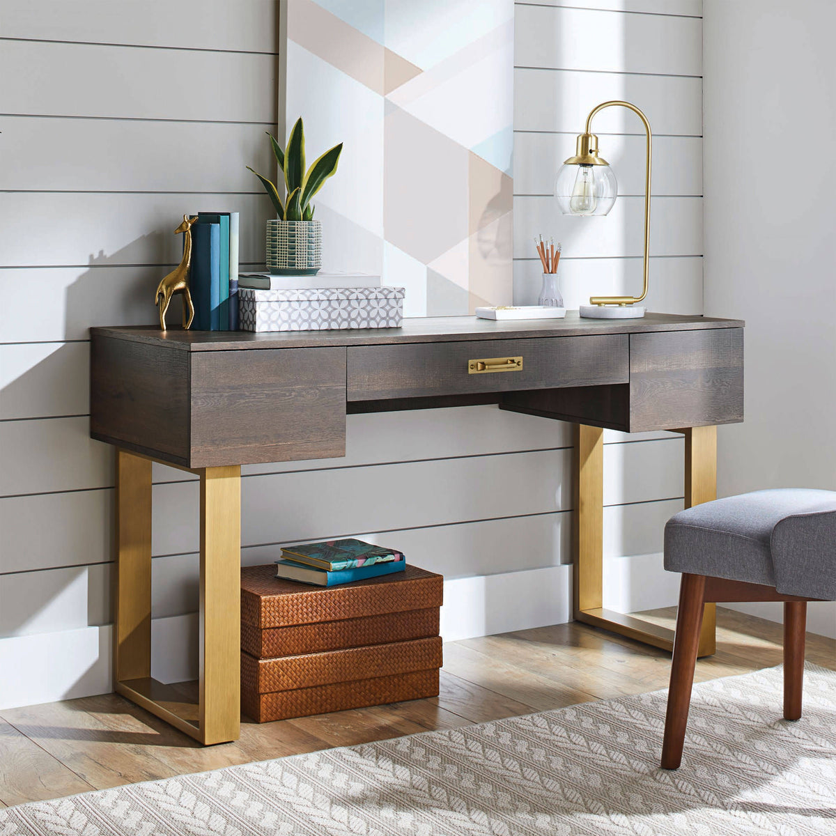 Toasted Brown Ash 3-Drawer Writing Desk C646518