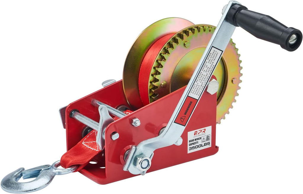3500lbs Hand Winch with 32ft Red Strap, Pack of 2 F618741