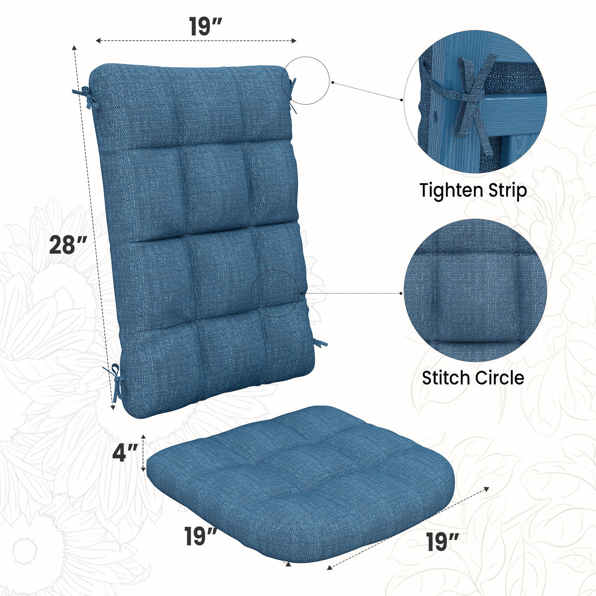 Navy Blue Outdoor Rocking Chair Cushion N984894