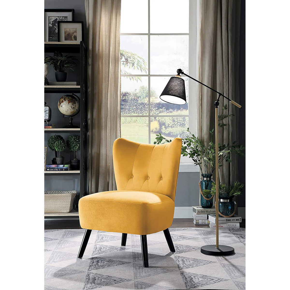 Yellow Velvet Accent Chair B177