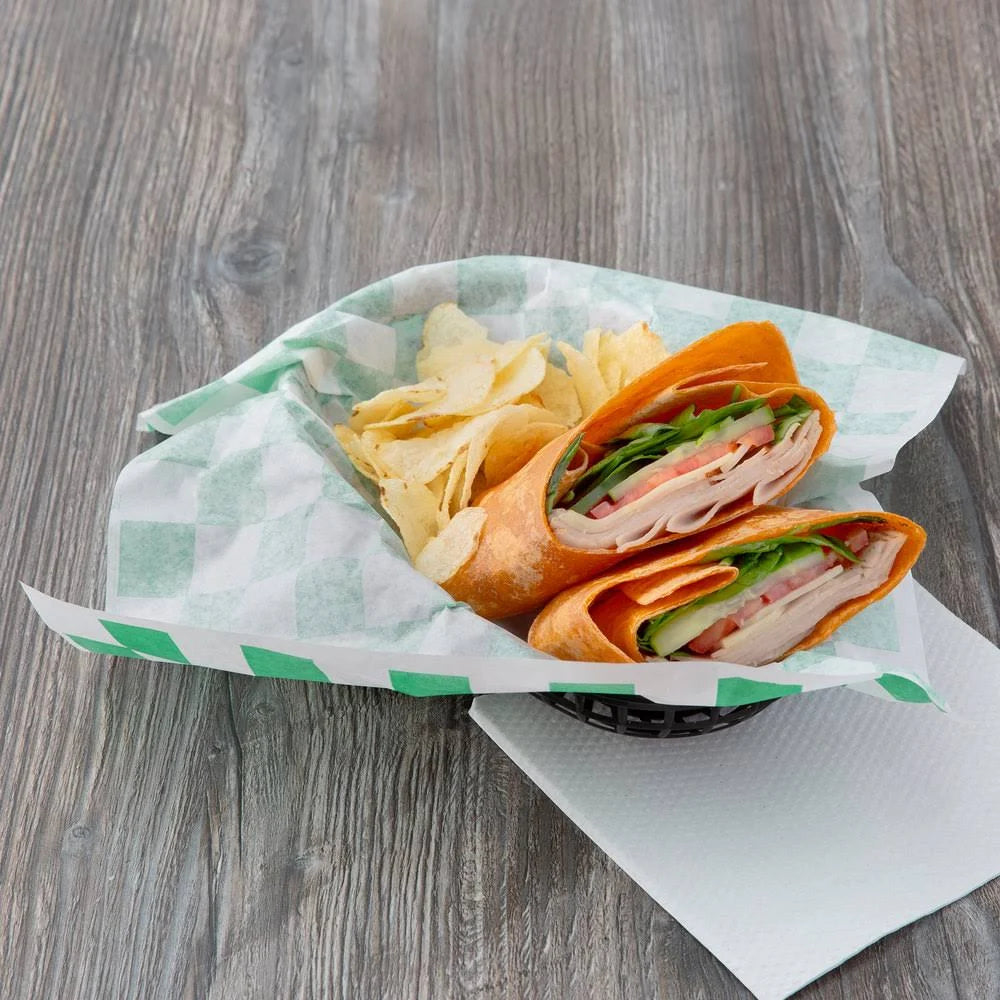 Green Check Deli Sandwich Wrap - 5000/Case F4138