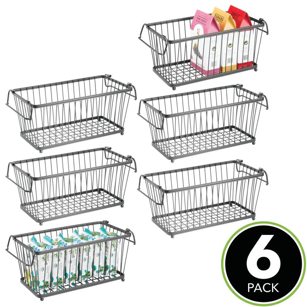 Stackable Metal Food Storage Basket with Handles E400787