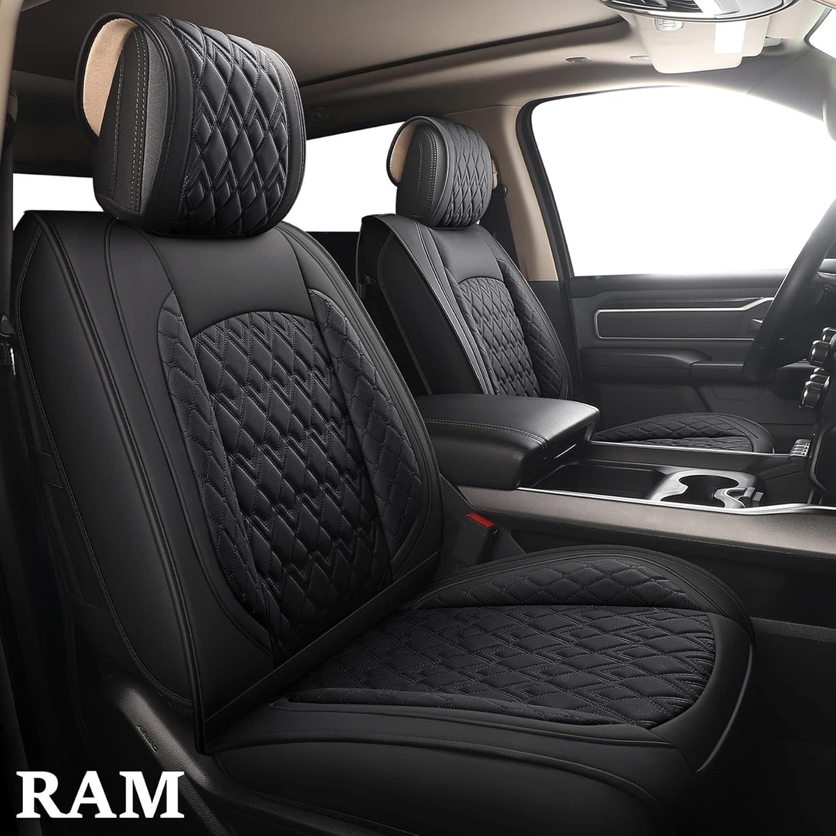2 Pcs Front Waterproof Synthetic Leather Car Seat Covers O389183