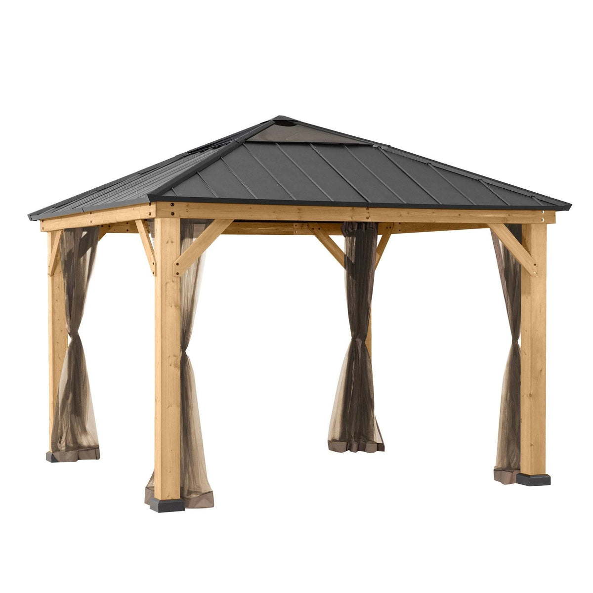 9 ft. x 9 ft. Wood Gazebo Mosquito Netting C193639