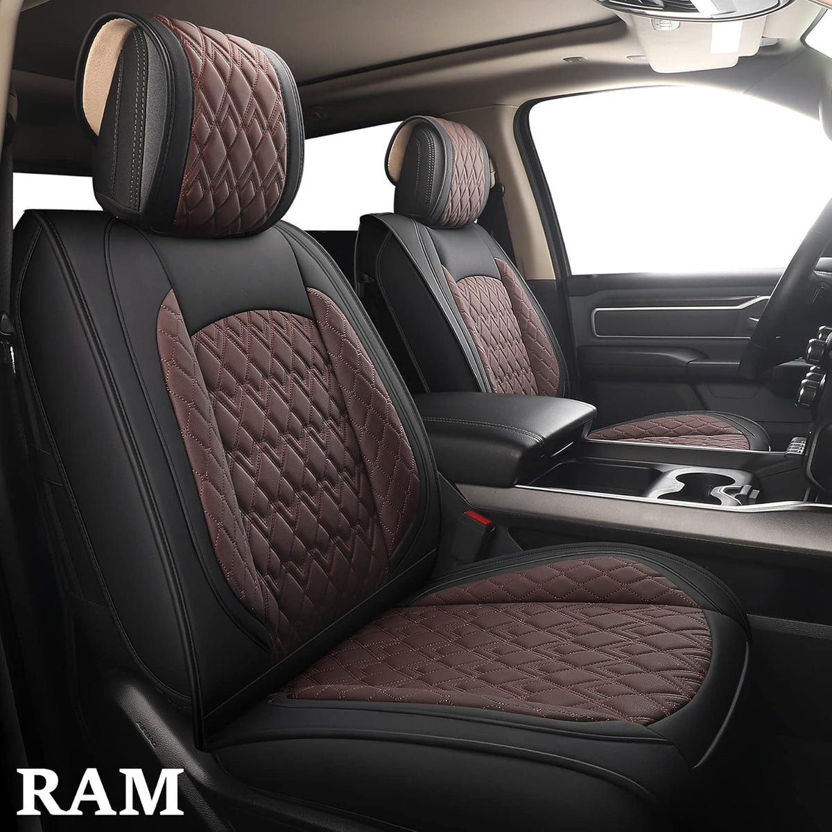 2 Pcs Front Waterproof Synthetic Leather Car Seat Covers O389183