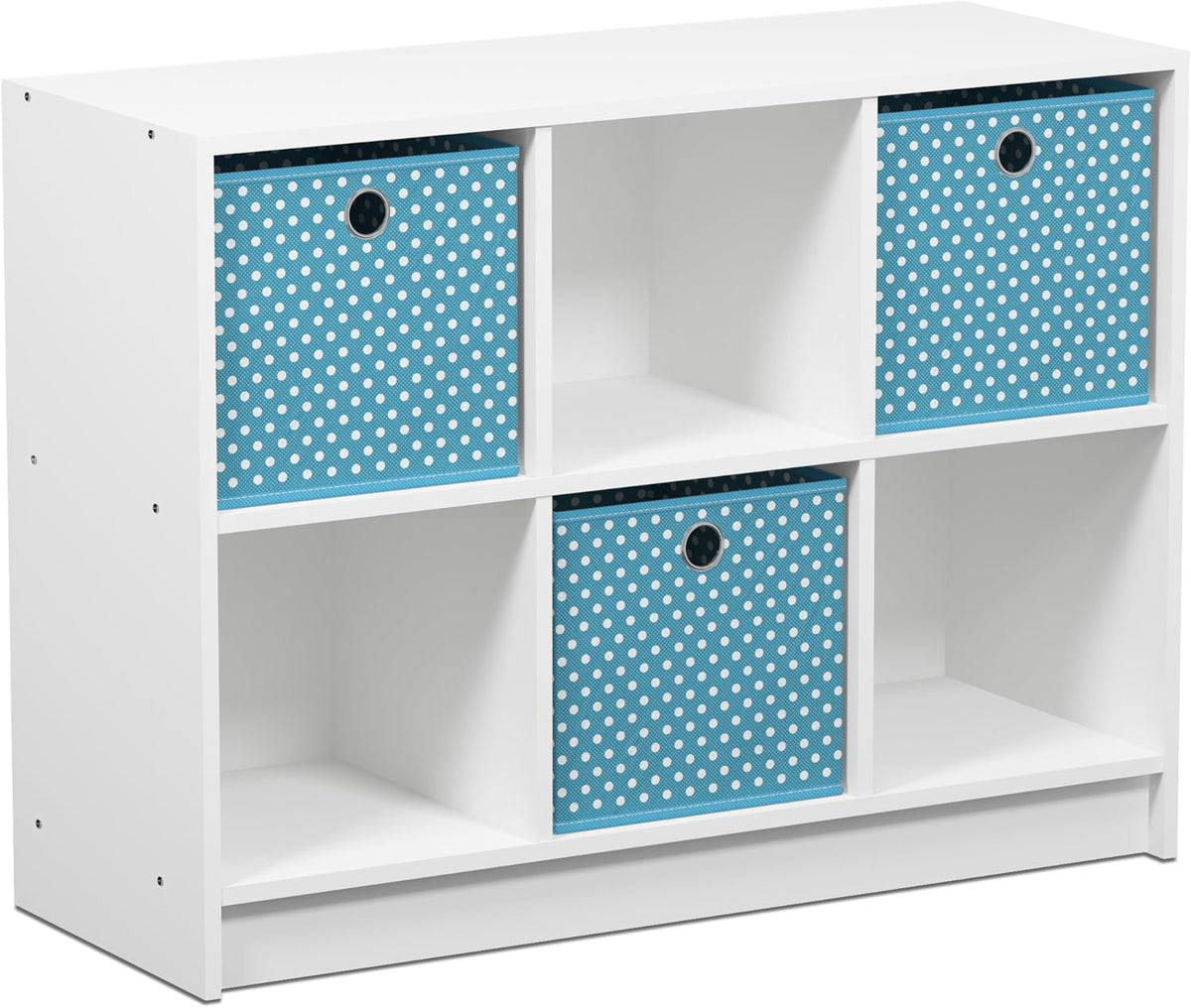 3x2 Bookcase Storage with Bins, Light Cherry/Ivory D358