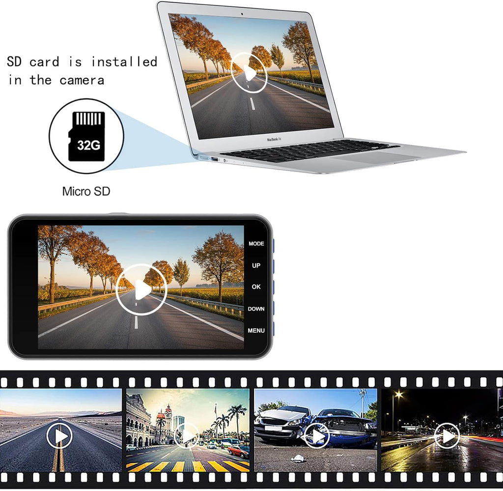 Dash Cam Front and Rear with 32G SD Card 1080P FHD 4'' IPS Screen 170° Wide Angle, Pack of 2 T24532