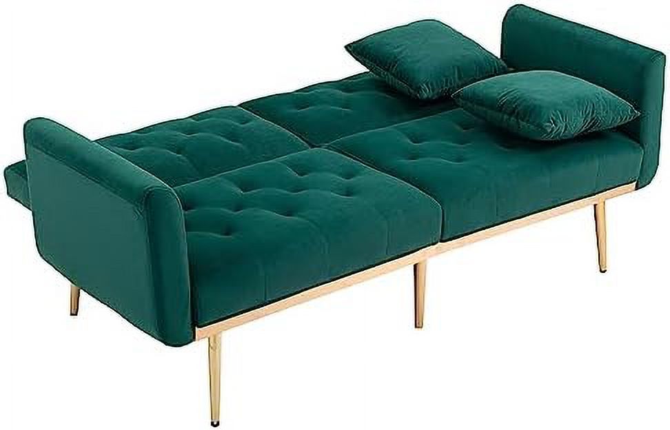 Beige Velvet Loveseat Sofa with 7 Gold Metal Legs E92742