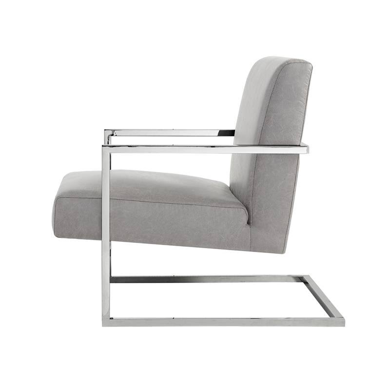 PU Leather Accent Chair Light Grey/Chrome E4997