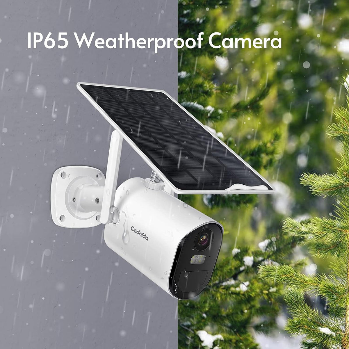 Solar Battery Powered Wireless Security Camera with Motion Detection, 1080P HD, Color Night Vision, IP65 Weatherproof Q140717