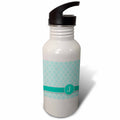 Aqua Blue Teal Turquoise Monogrammed 21 oz Sports Water Bottle Z885
