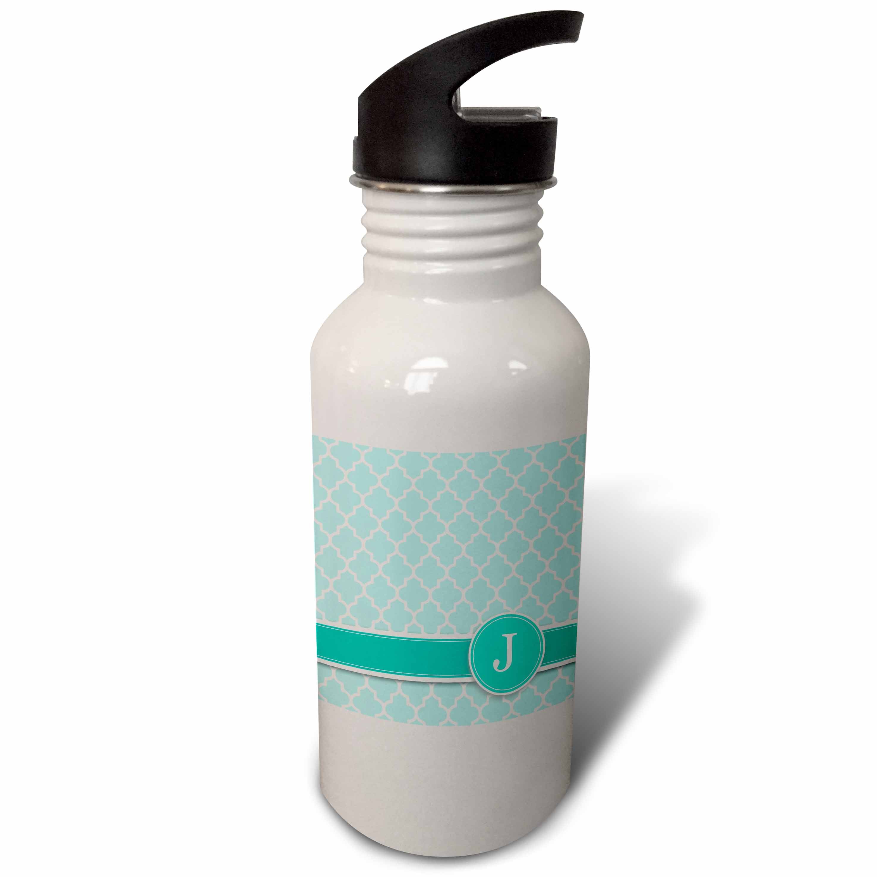 Aqua Blue Teal Turquoise Monogrammed 21 oz Sports Water Bottle Z885