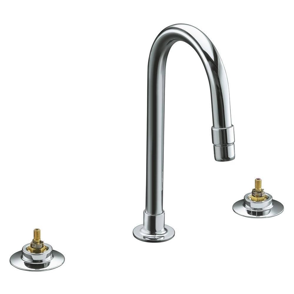 Polished Chrome Widespread Bathroom Faucet with Rigid Connections Q41389