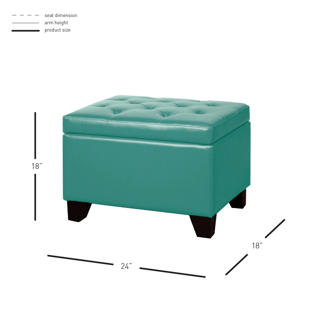 Turquoise Bonded Leather Storage Ottoman V561