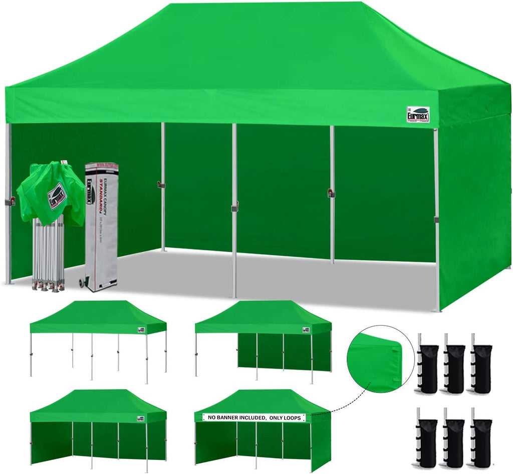 10'x10' Pop-up Canopy Tent with 4 Removable Side Walls and Roller Bag F578160