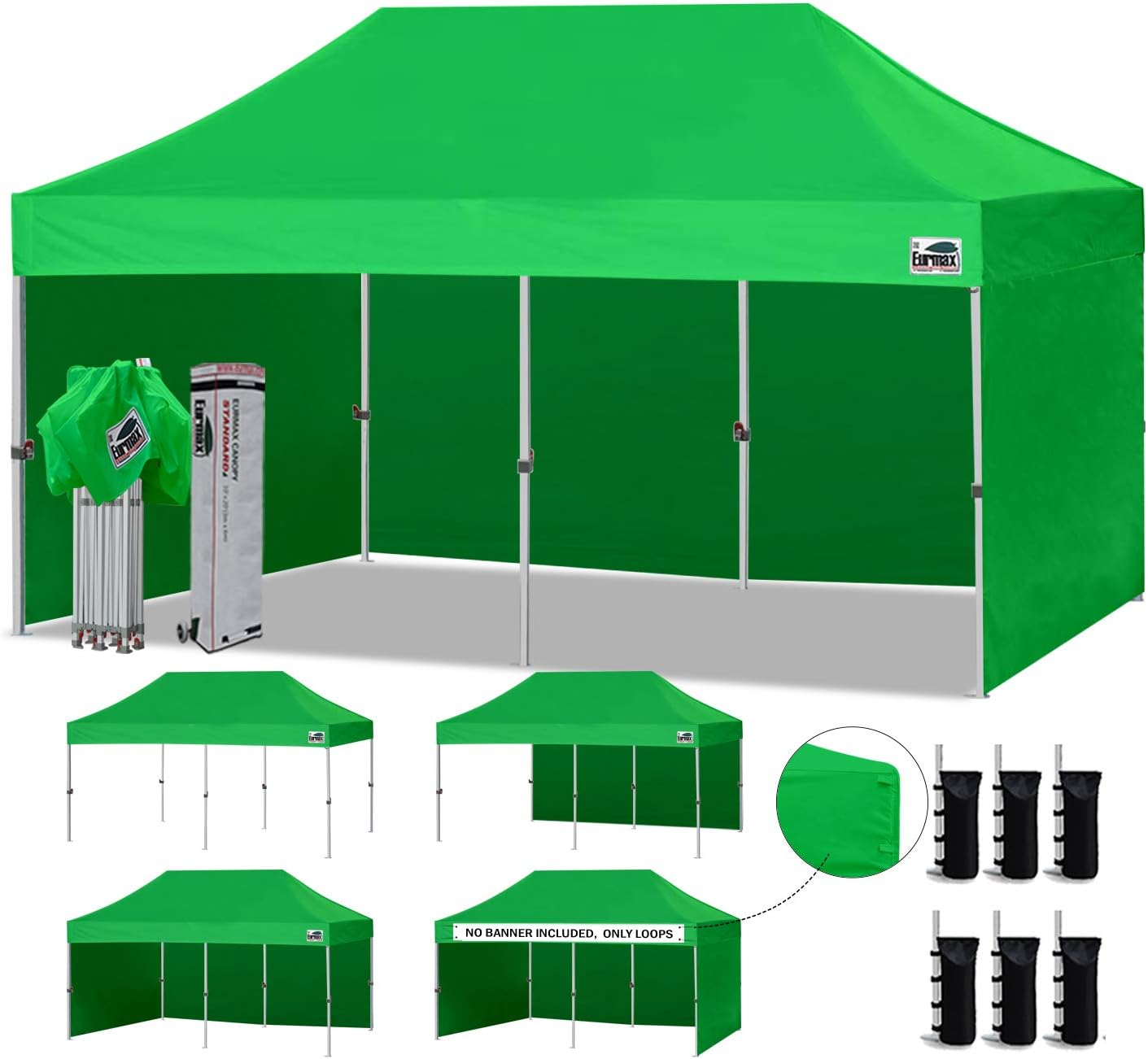 10'x10' Pop-up Canopy Tent with 4 Removable Side Walls and Roller Bag F578160