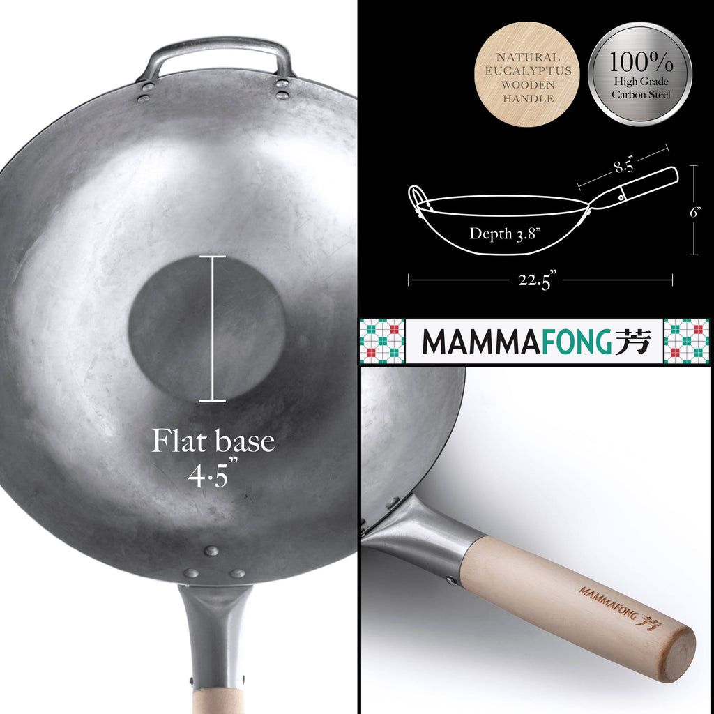14 inch Carbon Steel Hand Hammered Wok X19533