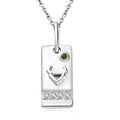 Chrome Diopside Moissanite Round 925 Sterling Silver Platinum Plated Lion Pendant Necklace Size 20" Ct 0.16 K62375