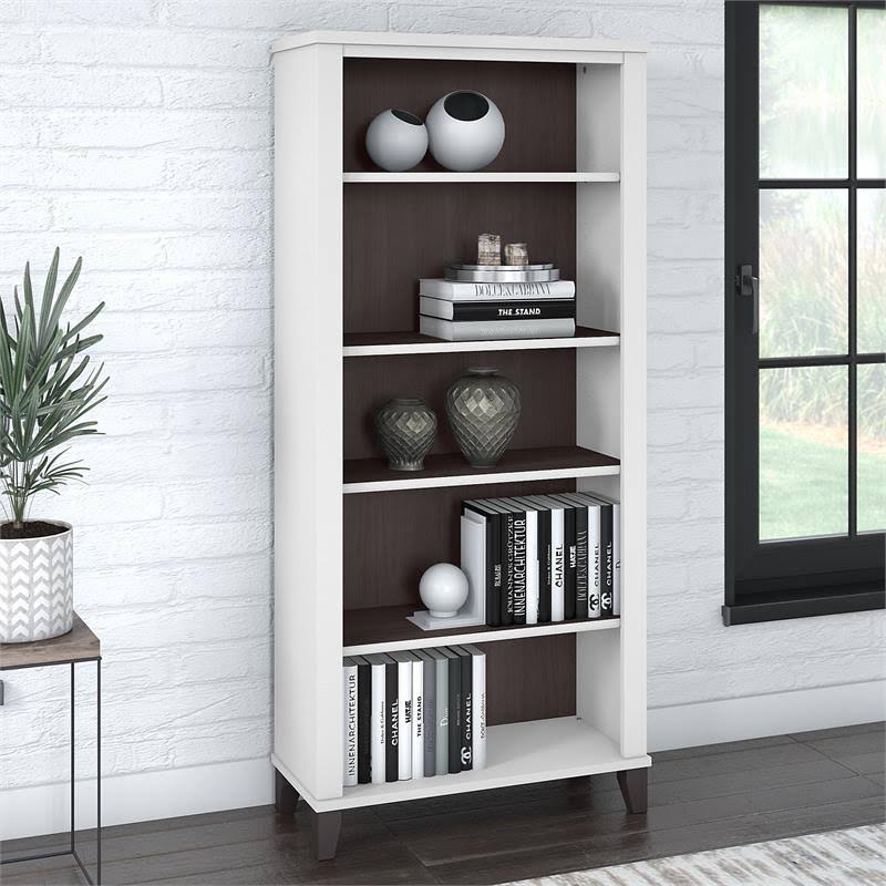 5-Shelf Bookcase in Storm Gray and White F5519