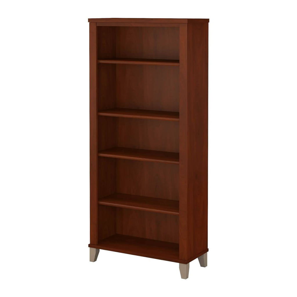 5-Shelf Bookcase in Storm Gray and White F5519