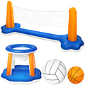 Inflatable Pool Float Set with Volleyball Net and Basketball Hoops K5397