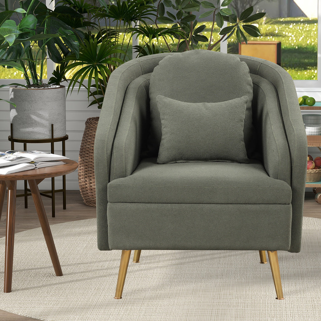 Seaweed Green Upholstered Accent Chair with Metal Legs Q345