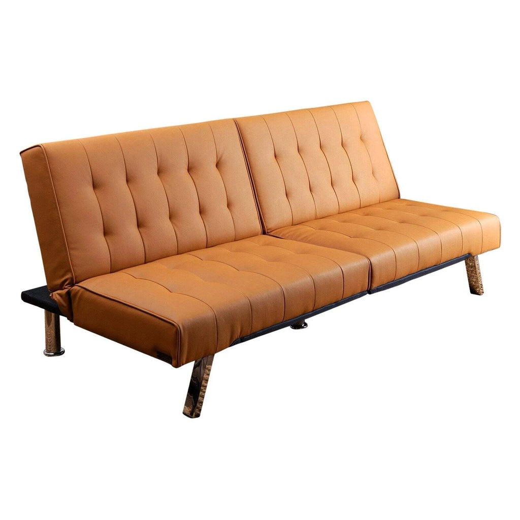 Leather Foldable Futon Sofa Bed Camel S19773