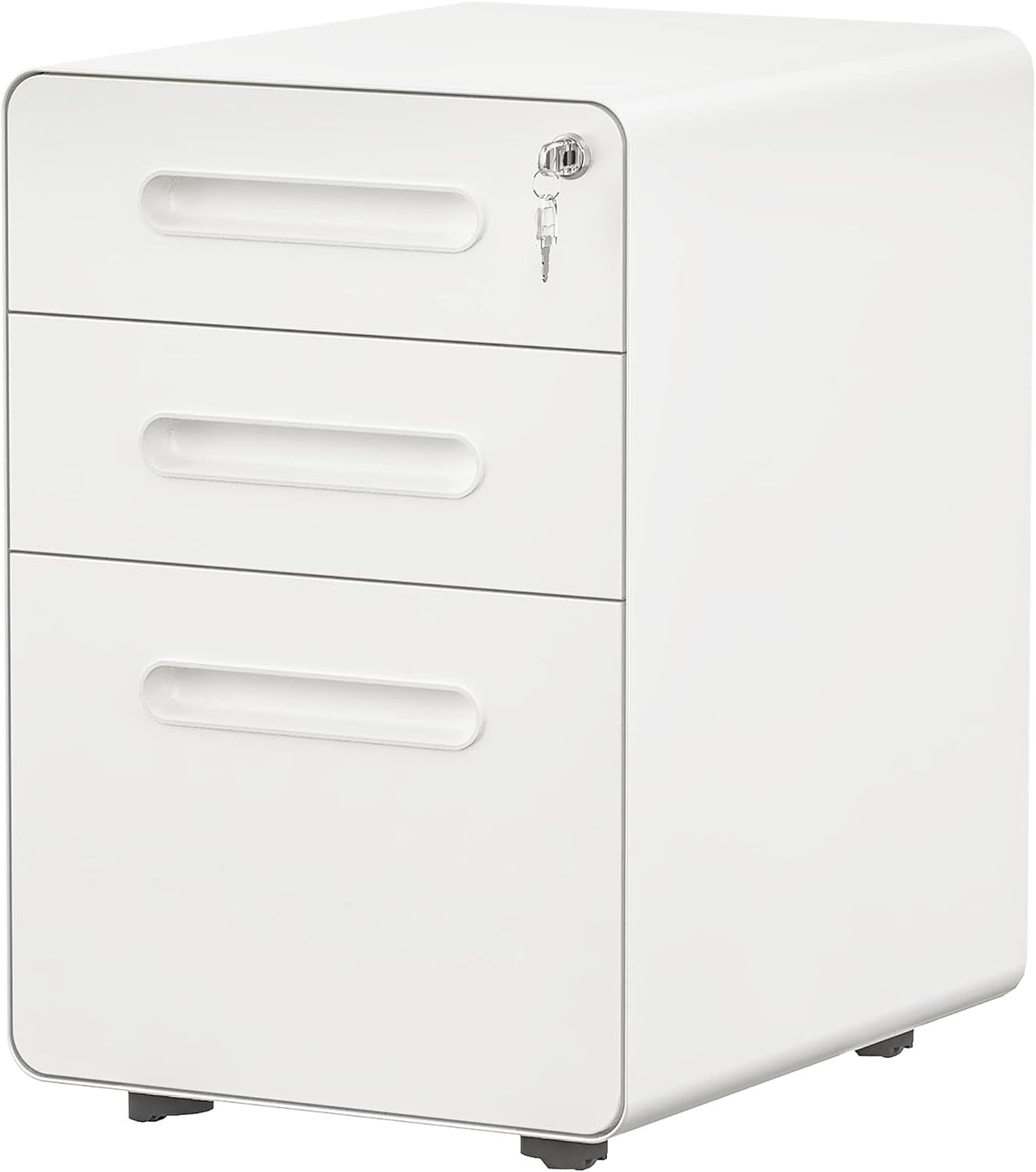 White 3-Drawer Metal Rolling File Cabinet with Lock X475120