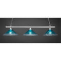 Teal Crystal Brushed Three Light Billiard C54891