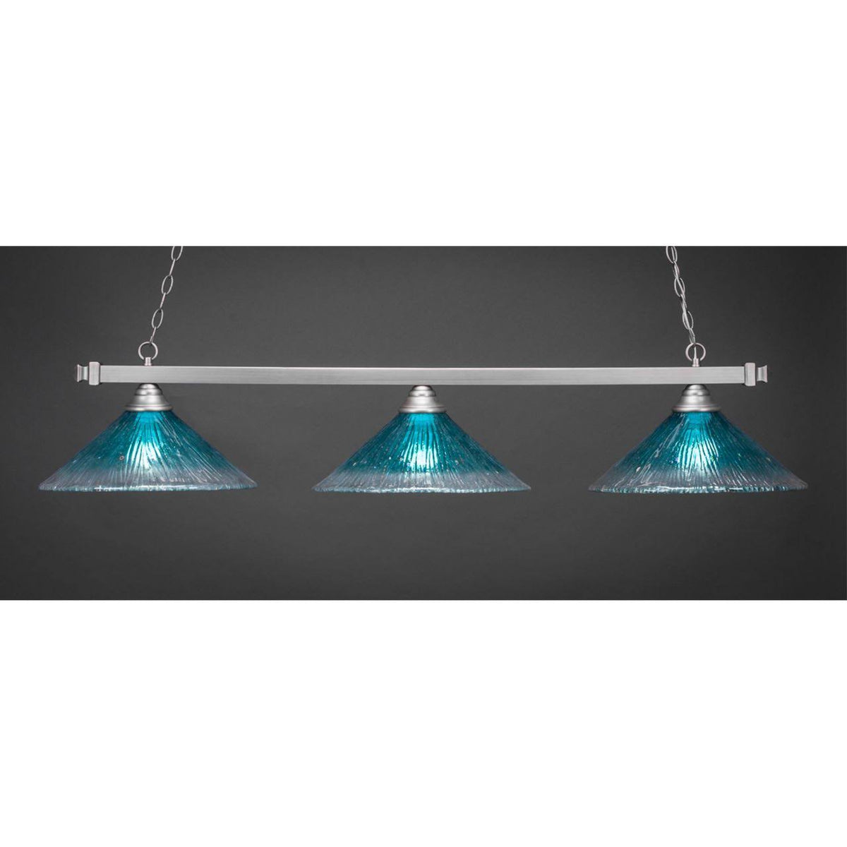 Teal Crystal Brushed Three Light Billiard C54891