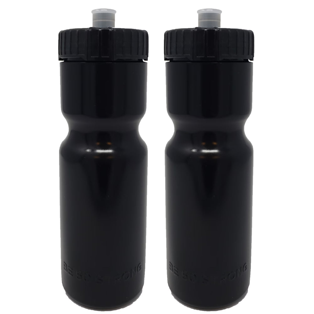 50 Strong Sports Squeeze Water Bottle 2 Pack - 22 oz. BPA Free Easy Open Push/Pull Cap - Fits in Most Bike Cages F5809