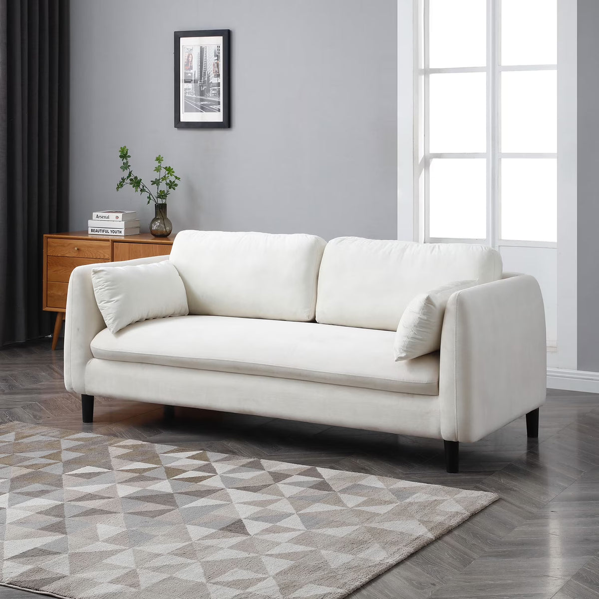 Beige 2-Seat Upholstered Loveseat Sofa L50599