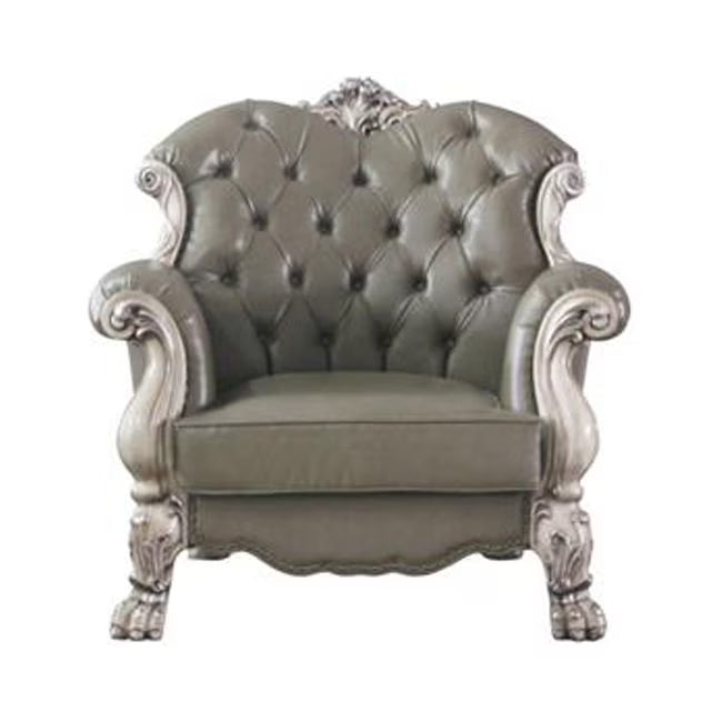Bone White Faux Leather Arm Chair F645743