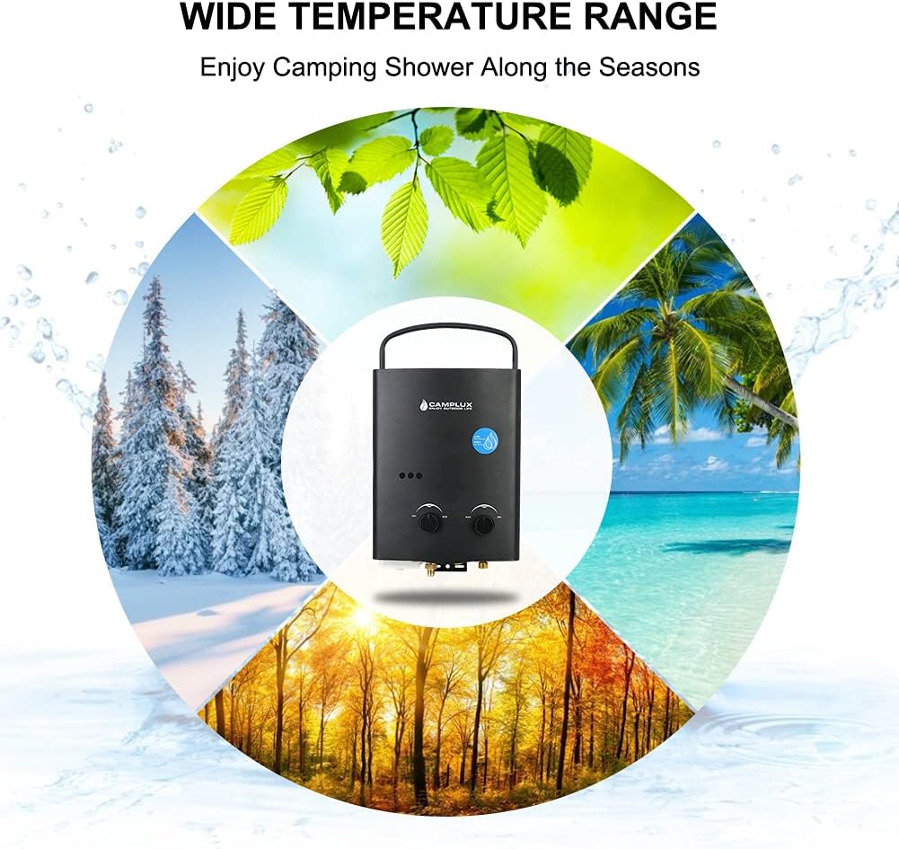 Black 1.32 GPM Outdoor Propane Portable Tankless Water Heater N697