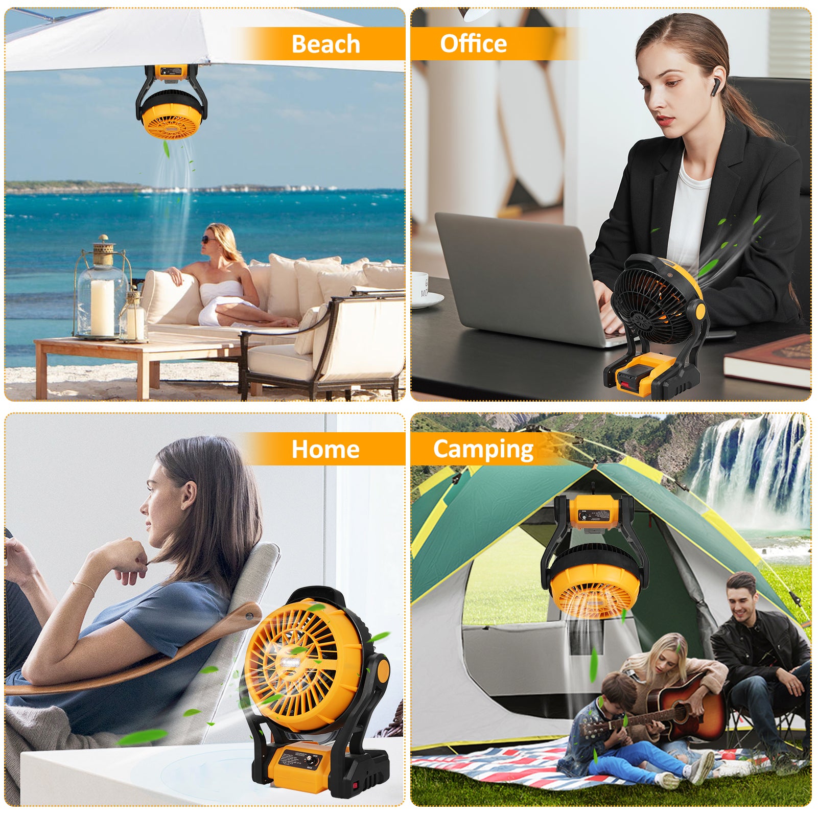 Rechargeable 8 Inch Camping Fan with LED Lantern W28562