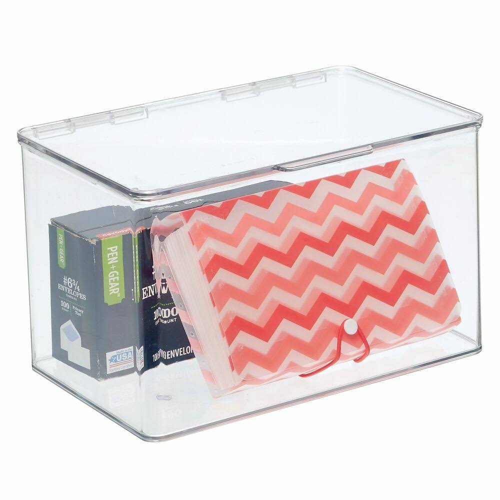 Clear Plastic Desk Organizer Bin Box, 8 Pack W5497