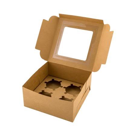 Square Kraft Cupcake Window Box, 100 Count M3017
