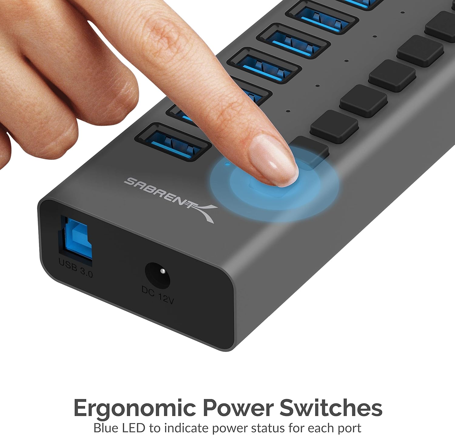 16-Port USB 3.0 Data Hub and Charger with Individual Switches Q4324
