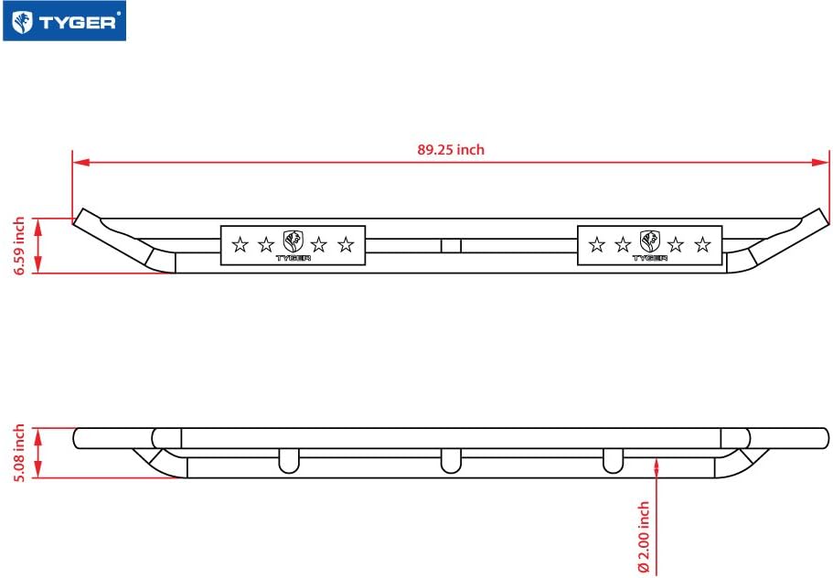 Textured Black Side Step Rails Z10953