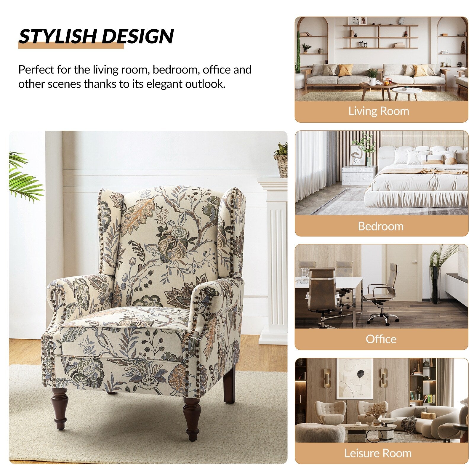Transitional Style Armchair with Spindle Legs Set of 2 B209820