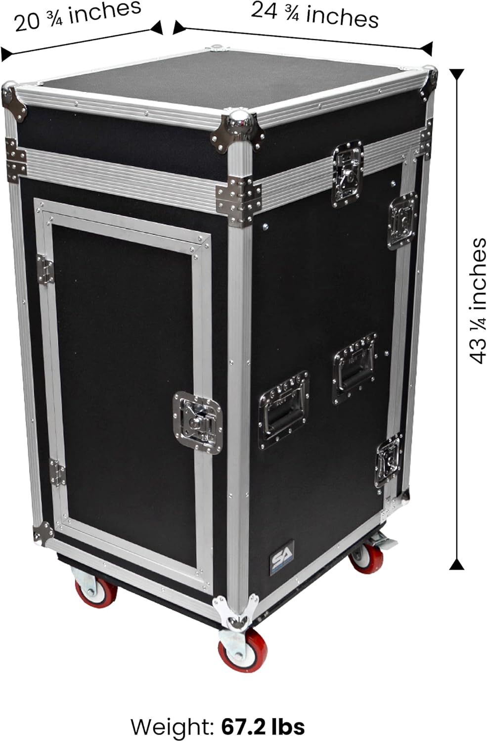12 Space Rack Case with Slant Mixer Top and Casters W3119