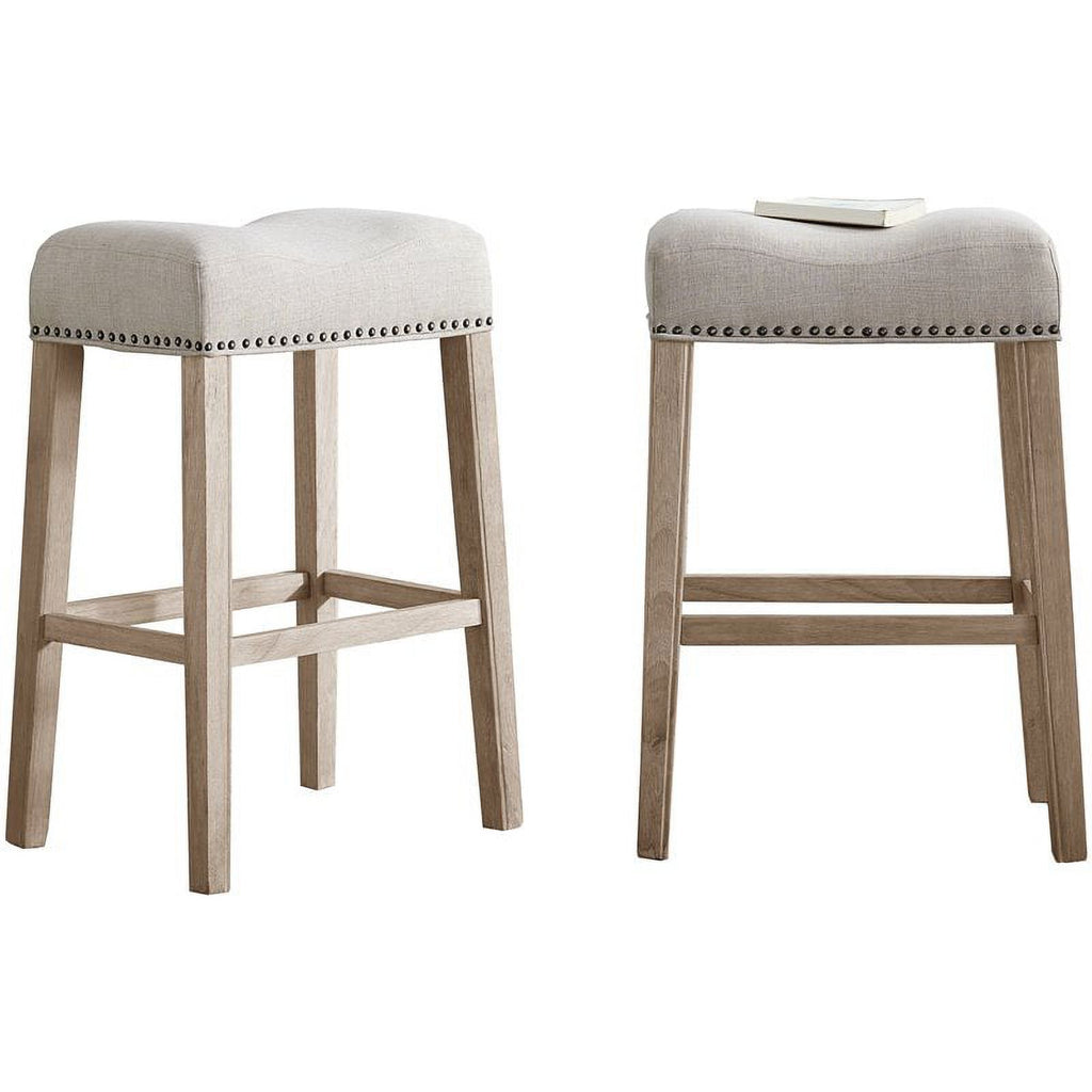 Fabric Upholstered Bar Stool in Tan (Set of 2) T3363
