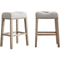 Fabric Upholstered Bar Stool in Tan (Set of 2) T3363