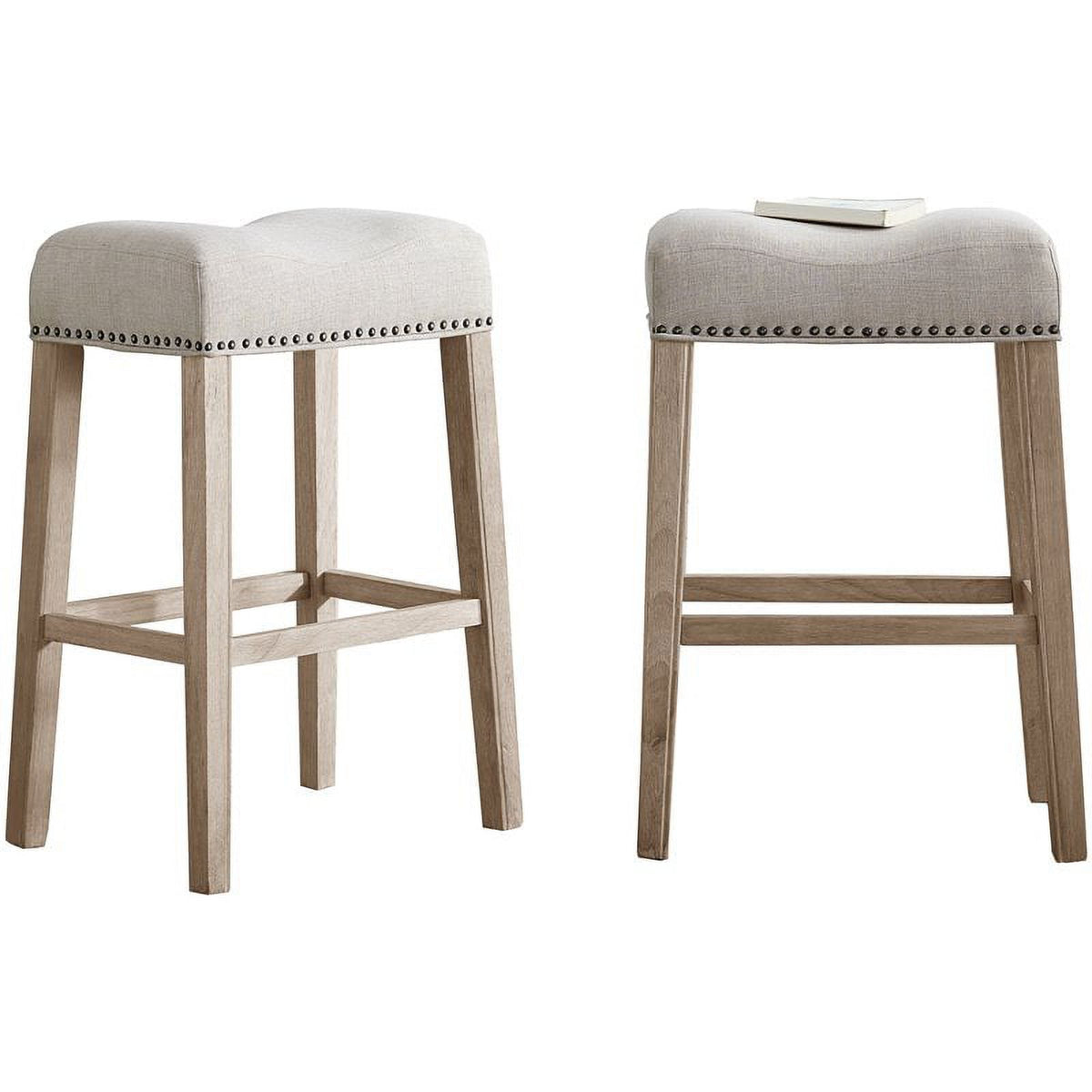 Fabric Upholstered Bar Stool in Tan (Set of 2) T3363